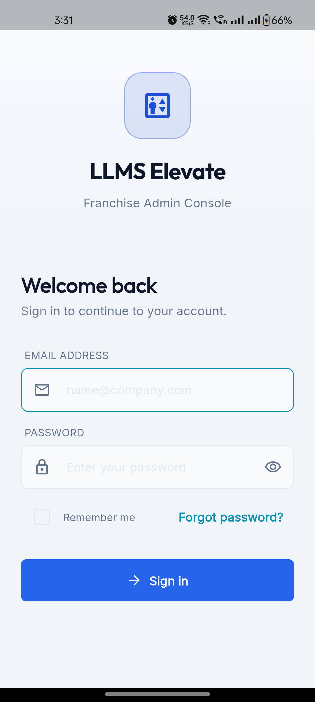 Franchise Admin sign in